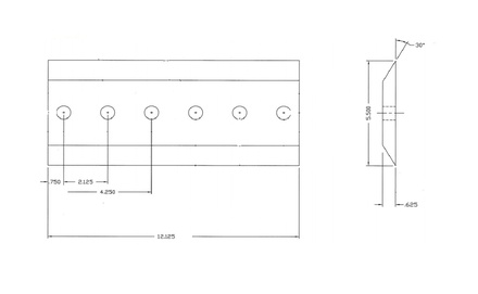 Knife, Chipper - 12-1/8" x 5-1/2" x 5/8"